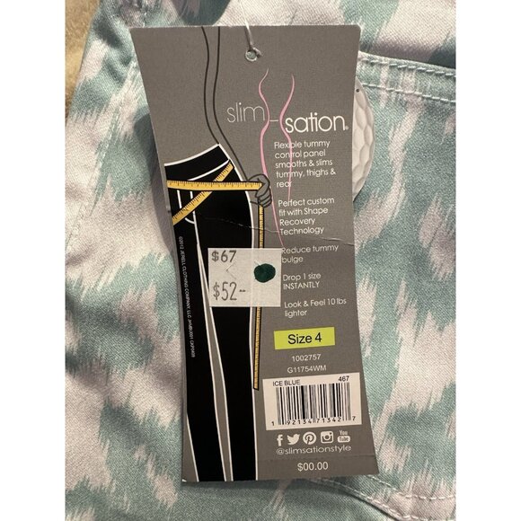 NEW SLIMSATION Golf Walking Shorts Size 4 Ice Blue White Slimming Pull-On - Picture 4 of 4